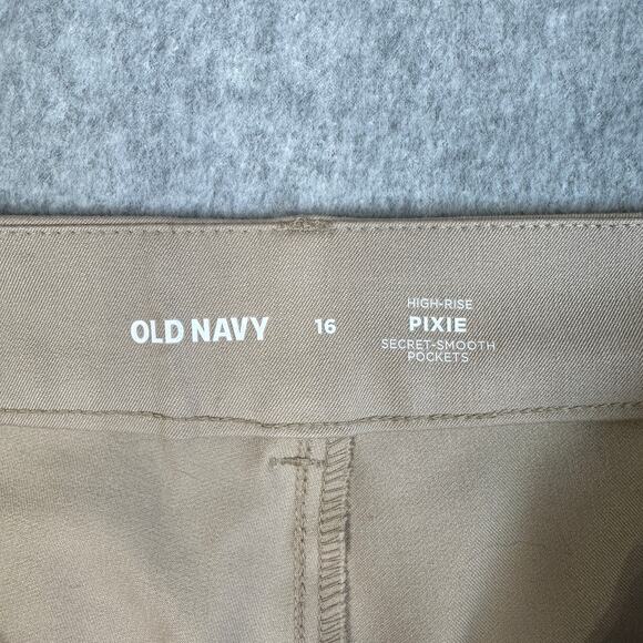 Old Navy Pants Womens Size 16 Mocha Taffy High Rise Pixie Secret Smooth Pockets - Picture 6 of 14